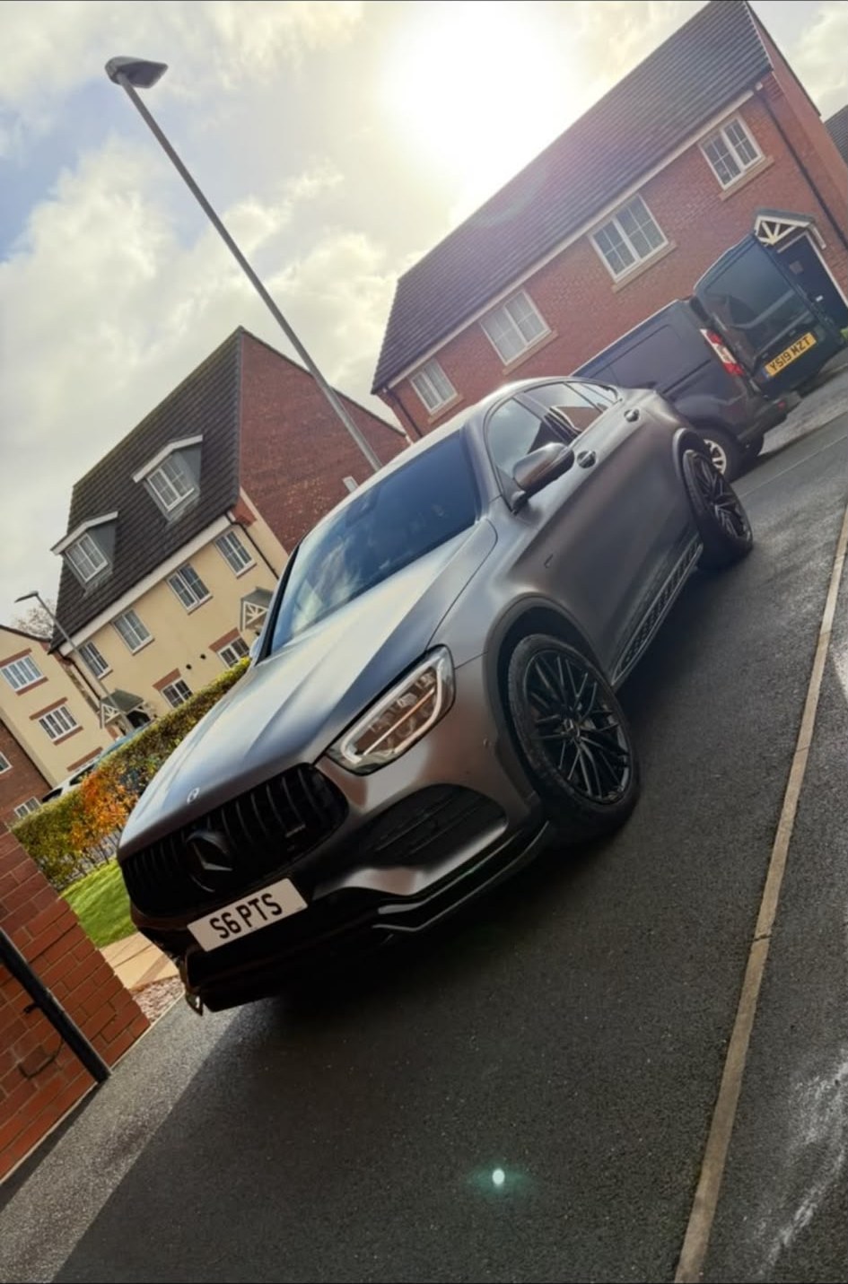 Matte grey Mercedes-AMG GLC detailed by ST Valets on a driveway